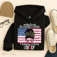 Messy Buns And Loaded Guns Raising Wolves Not Sheep Hoodie thumb 4