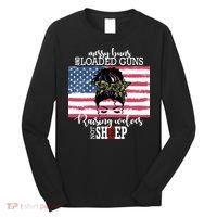 Messy Buns And Loaded Guns Raising Wolves Not Sheep Long Sleeve Shirt thumb 0