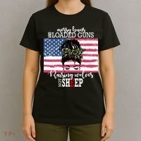 Messy Buns And Loaded Guns Raising Wolves Not Sheep T-Shirt thumb 4