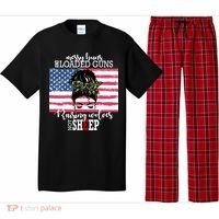 Messy Buns And Loaded Guns Raising Wolves Not Sheep Pajama Set thumb 0