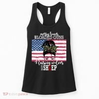 Messy Buns And Loaded Guns Raising Wolves Not Sheep Women's Tank Top thumb 0
