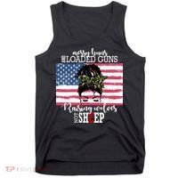 Messy Buns And Loaded Guns Raising Wolves Not Sheep Tank Top thumb 0