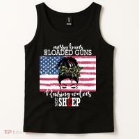 Messy Buns And Loaded Guns Raising Wolves Not Sheep Tank Top thumb 2