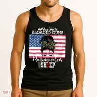 Messy Buns And Loaded Guns Raising Wolves Not Sheep Tank Top thumb 3