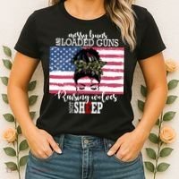Messy Buns And Loaded Guns Raising Wolves Not Sheep Women's T-Shirt thumb 2