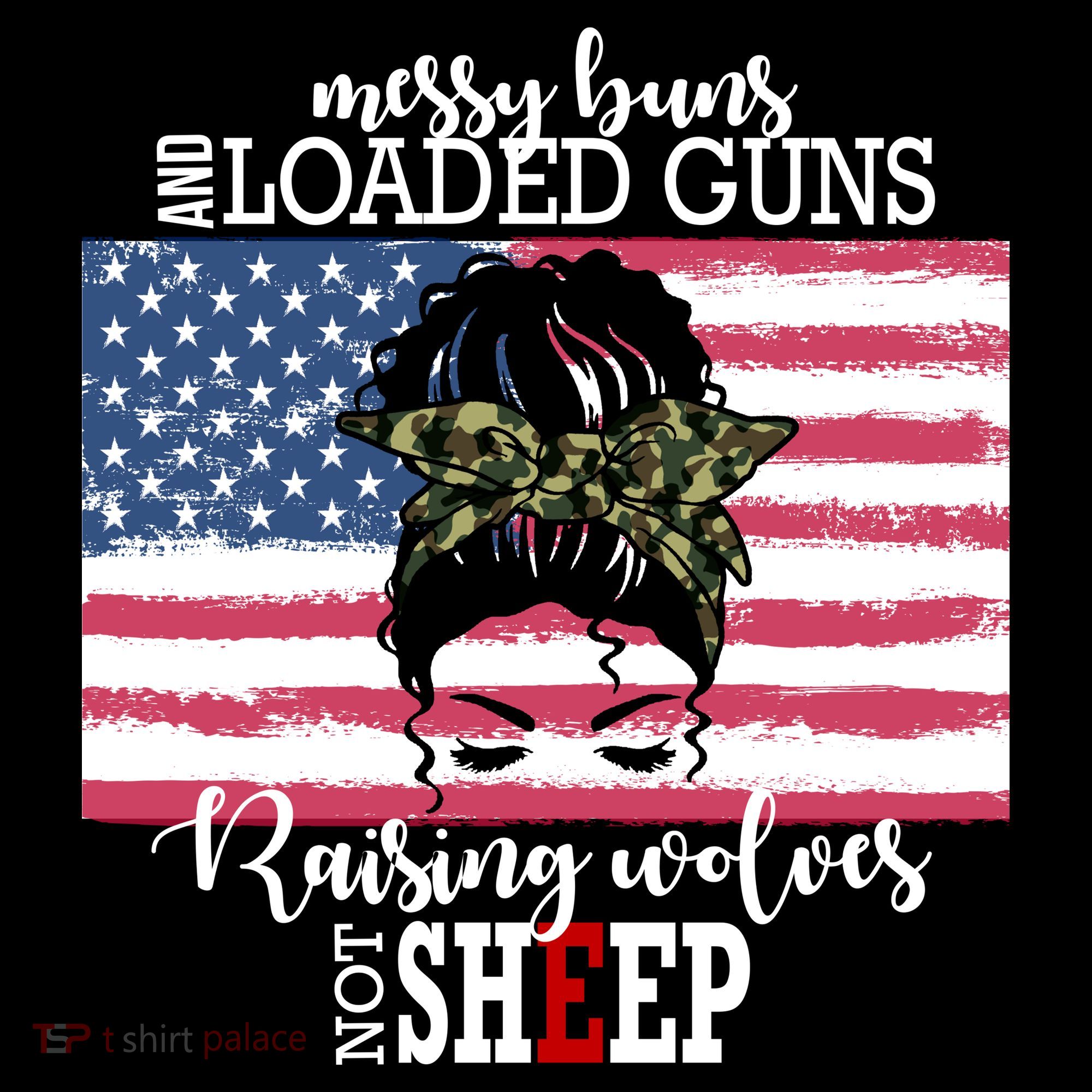Messy Buns And Loaded Guns Raising Wolves Not Sheep Kids Sweatshirt