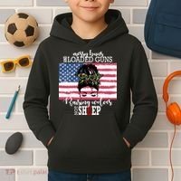 Messy Buns And Loaded Guns Raising Wolves Not Sheep Kids Hoodie thumb 2