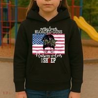 Messy Buns And Loaded Guns Raising Wolves Not Sheep Kids Hoodie thumb 3