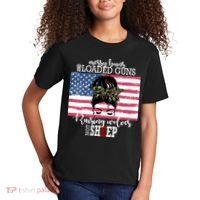 Messy Buns And Loaded Guns Raising Wolves Not Sheep Kids T-Shirt thumb 2
