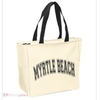 Myrtle Beach Arched Style Text Black With Black Print Tote Bag thumb 2