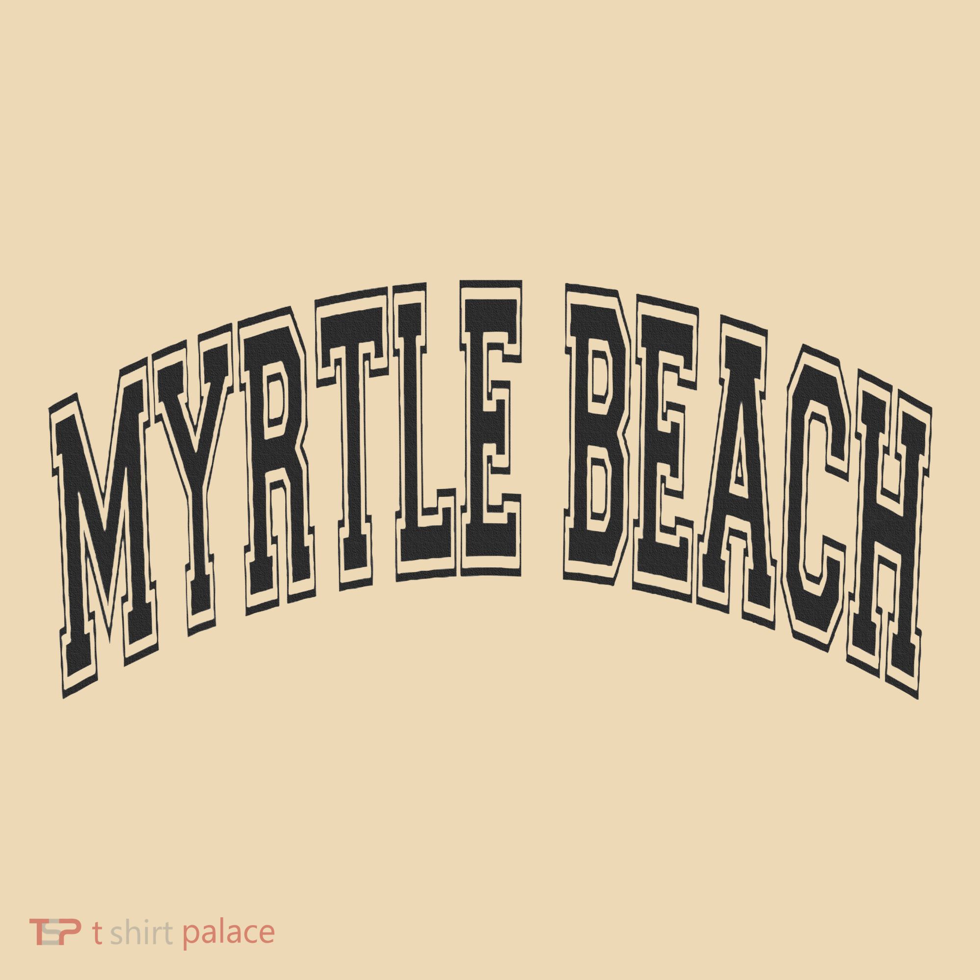 Myrtle Beach Arched Style Text Black With Black Print Tote Bag