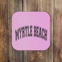 Myrtle Beach Arched Style Text Black With Black Print Coaster thumb 0