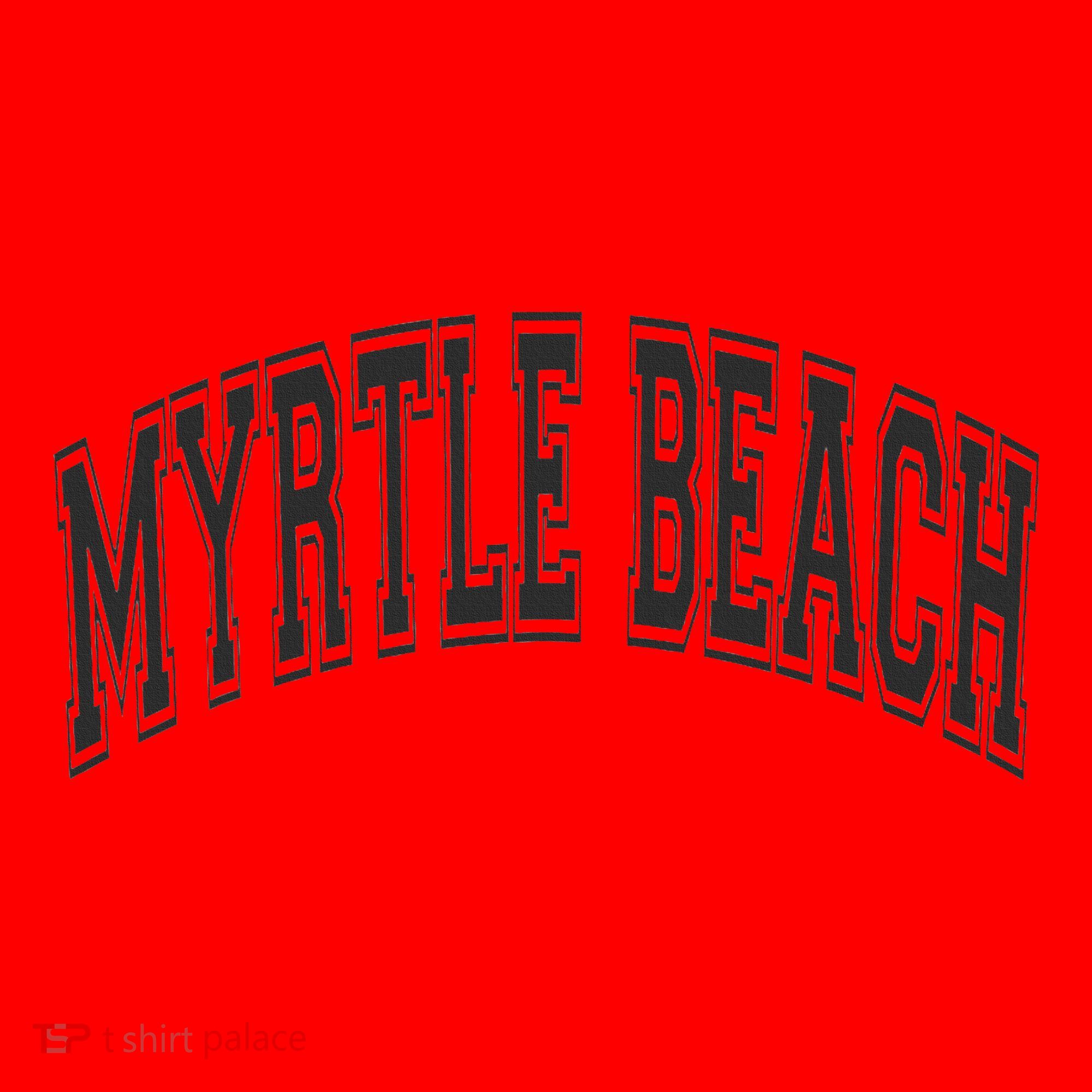 Myrtle Beach Arched Style Text Black With Black Print Santa Hat
