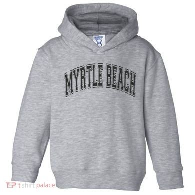 Myrtle Beach Arched Style Text Black With Black Print Toddler Hoodie