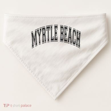 Myrtle Beach Arched Style Text Black With Black Print USA-Made Doggie Bandana