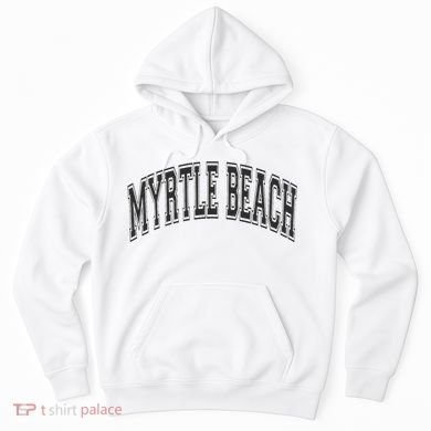 Myrtle Beach Arched Style Text Black With Black Print Hoodie