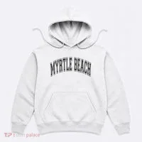 Myrtle Beach Arched Style Text Black With Black Print Hoodie thumb 0
