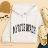 Myrtle Beach Arched Style Text Black With Black Print Hoodie thumb 4