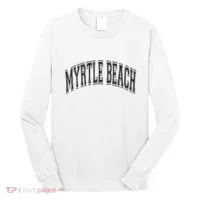 Myrtle Beach Arched Style Text Black With Black Print Long Sleeve Shirt thumb 0