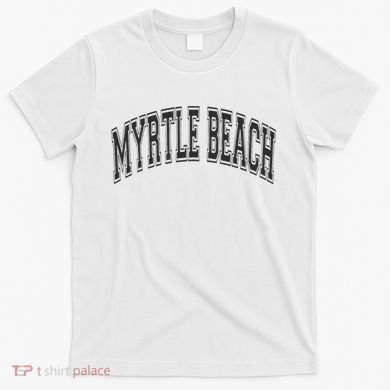Myrtle Beach Arched Style Text Black With Black Print T-Shirt