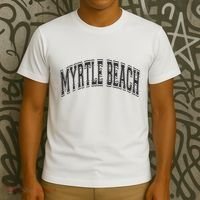 Myrtle Beach Arched Style Text Black With Black Print T-Shirt thumb 3
