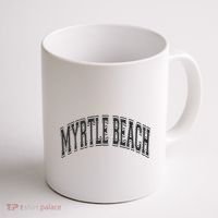 Myrtle Beach Arched Style Text Black With Black Print Coffee Mug thumb 1