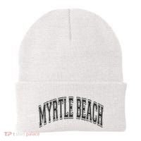Myrtle Beach Arched Style Text Black With Black Print Beanie thumb 0