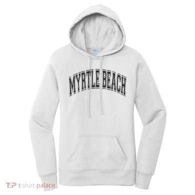 Myrtle Beach Arched Style Text Black With Black Print Women's Hoodie