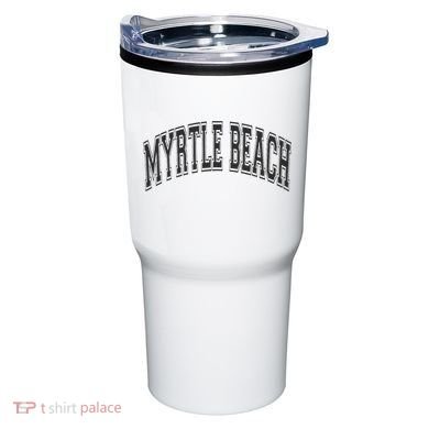 Myrtle Beach Arched Style Text Black With Black Print Tumbler