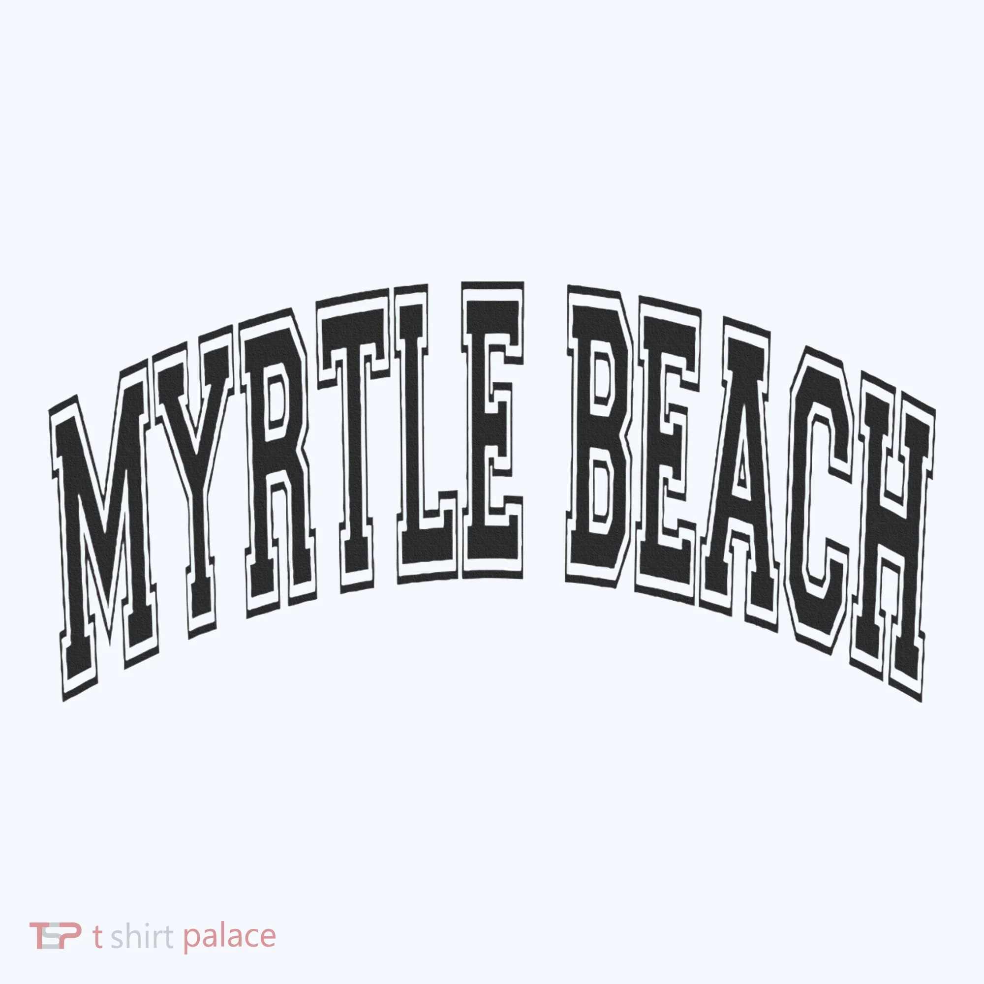 Myrtle Beach Arched Style Text Black With Black Print Ornament