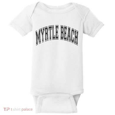 Myrtle Beach Arched Style Text Black With Black Print Baby Bodysuit