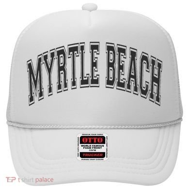 Myrtle Beach Arched Style Text Black With Black Print Hat