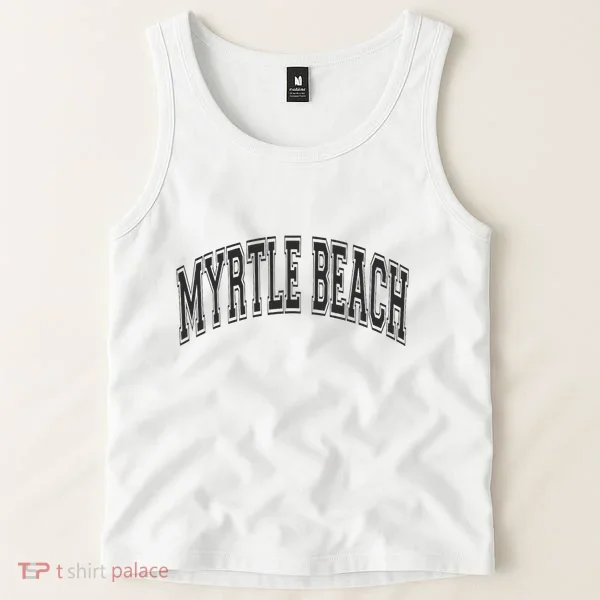 Myrtle Beach Arched Style Text Black With Black Print Tank Top