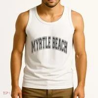 Myrtle Beach Arched Style Text Black With Black Print Tank Top thumb 3
