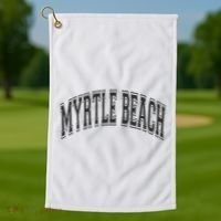Myrtle Beach Arched Style Text Black With Black Print Golf Towel thumb 1