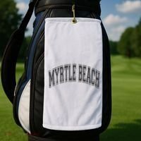 Myrtle Beach Arched Style Text Black With Black Print Golf Towel thumb 2
