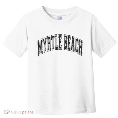 Myrtle Beach Arched Style Text Black With Black Print Toddler T-Shirt