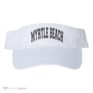 Myrtle Beach Arched Style Text Black With Black Print Visor