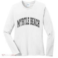 Myrtle Beach Arched Style Text Black With Black Print Women's Long Sleeve Shirt thumb 0