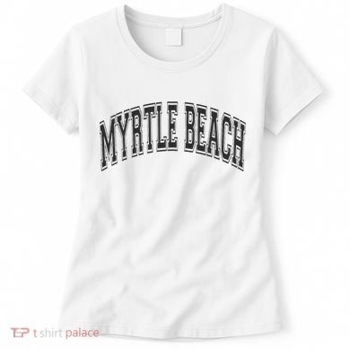 Myrtle Beach Arched Style Text Black With Black Print Women's T-Shirt