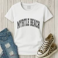 Myrtle Beach Arched Style Text Black With Black Print Women's T-Shirt thumb 3