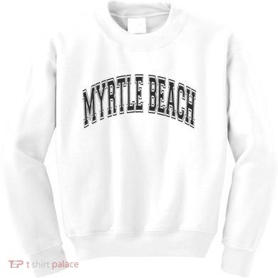 Myrtle Beach Arched Style Text Black With Black Print Kids Sweatshirt