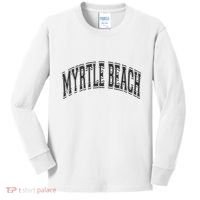 Myrtle Beach Arched Style Text Black With Black Print Kids Long Sleeve Shirt thumb 0