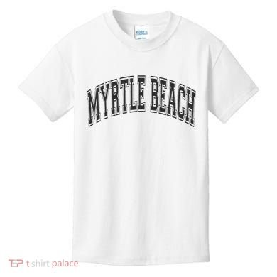 Myrtle Beach Arched Style Text Black With Black Print Kids T-Shirt
