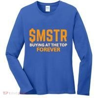 $Mstr Buying At The Top Forever Microstrategy Bitcoin Women's Long Sleeve Shirt thumb 0
