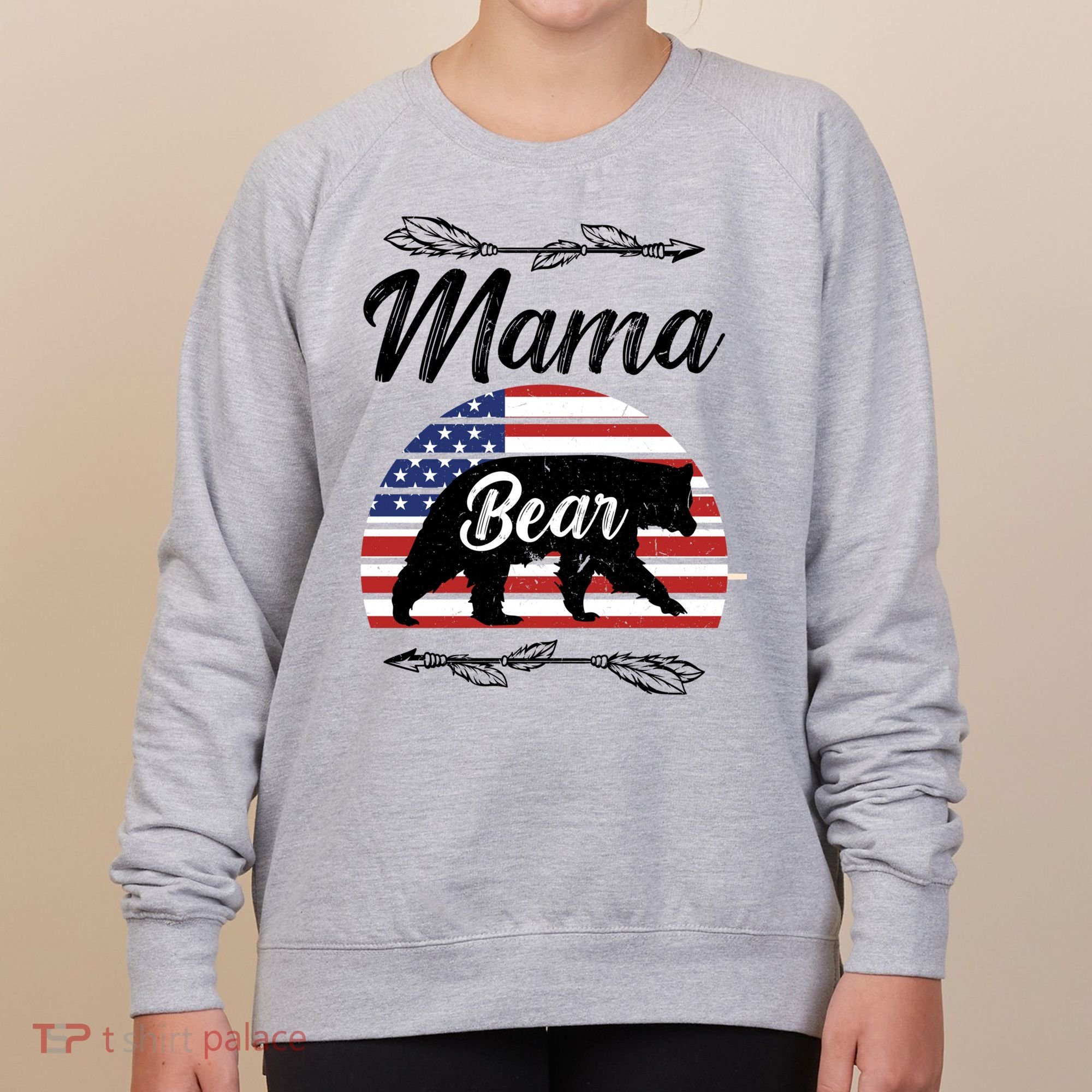 Mama Bear American Flag Funny Gift Women's Sweatshirt