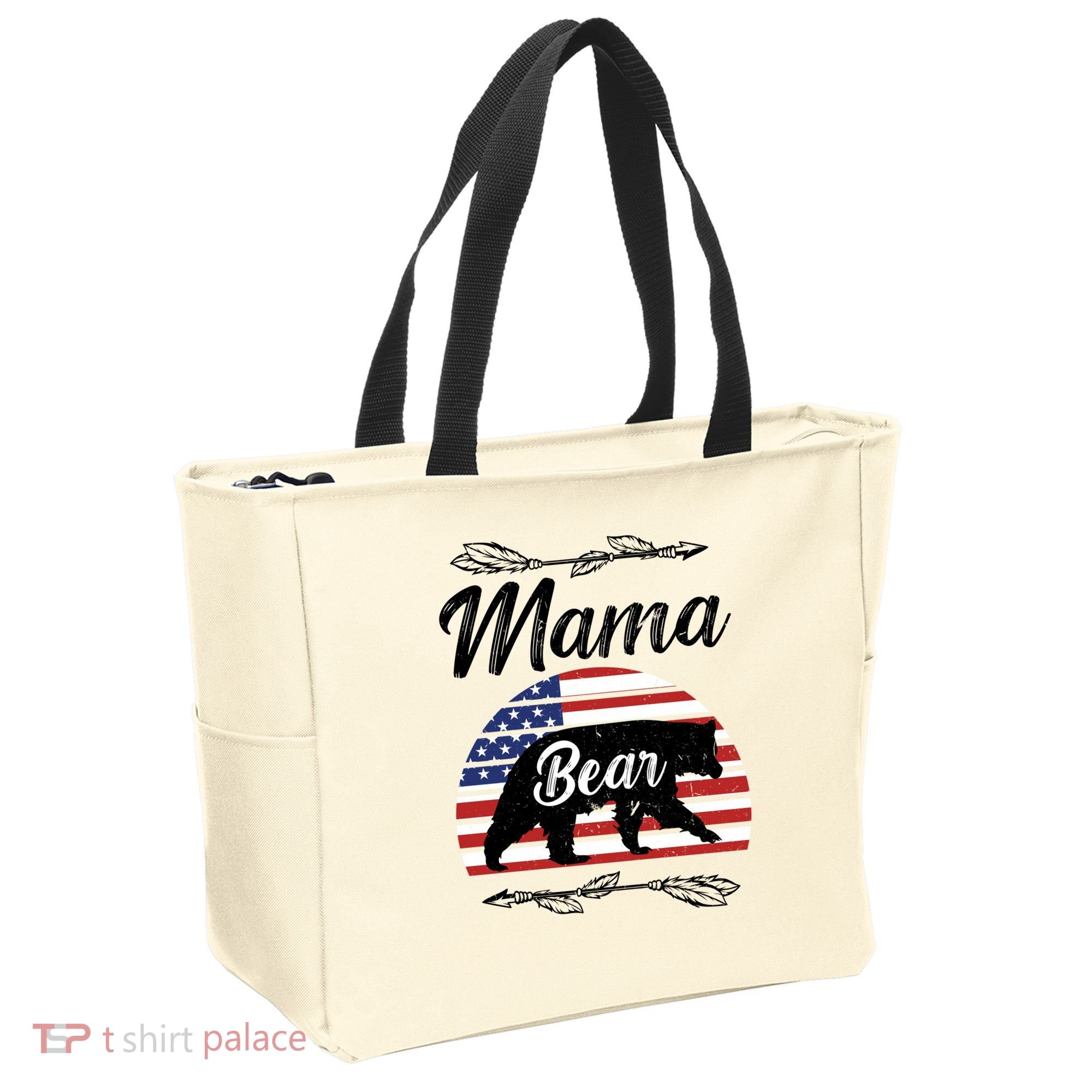 Mama Bear American Flag Funny Gift Tote Bag