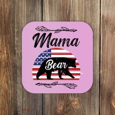 Mama Bear American Flag Funny Gift Coaster