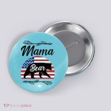 Mama Bear American Flag Funny Gift Button