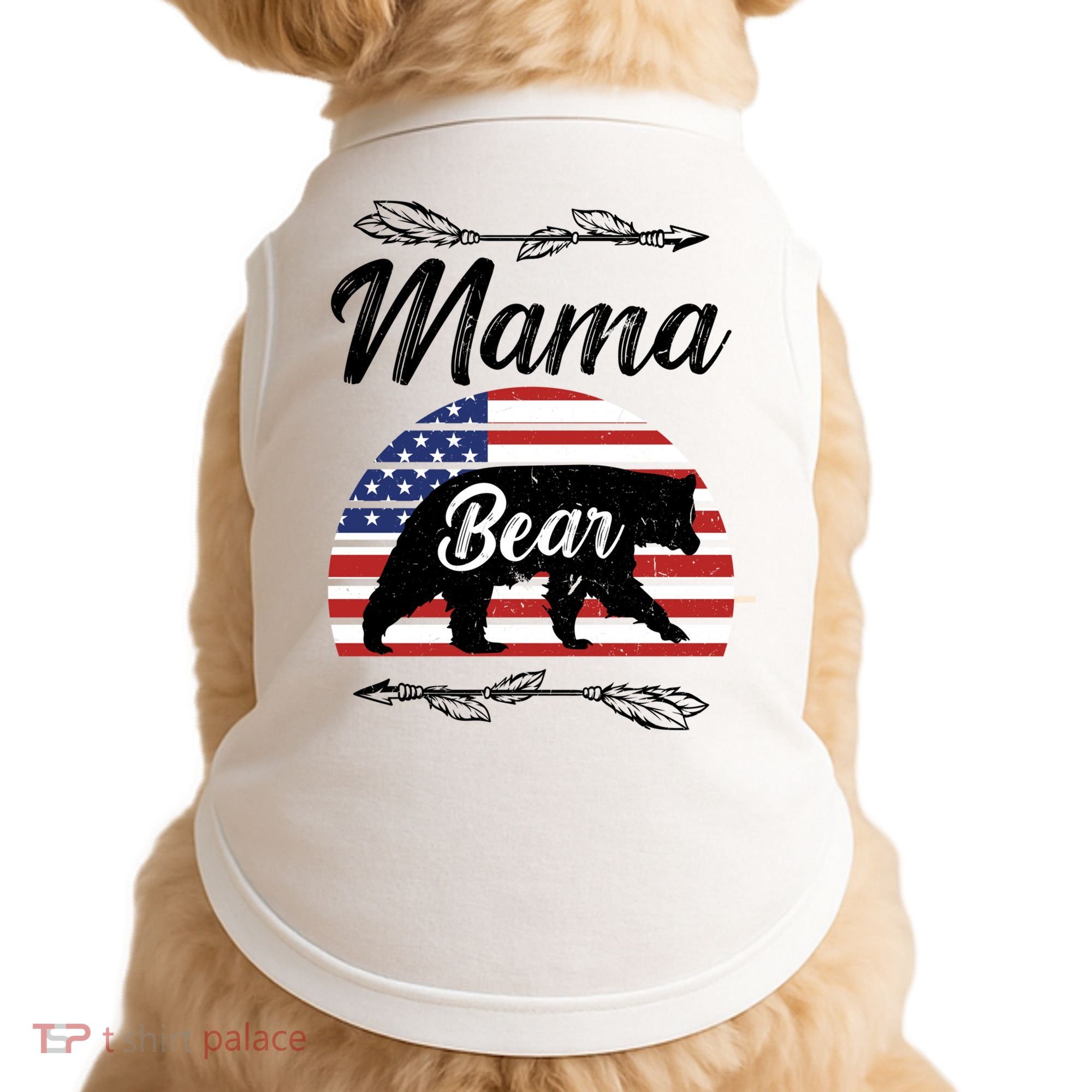 Mama Bear American Flag Funny Gift Doggie Tank